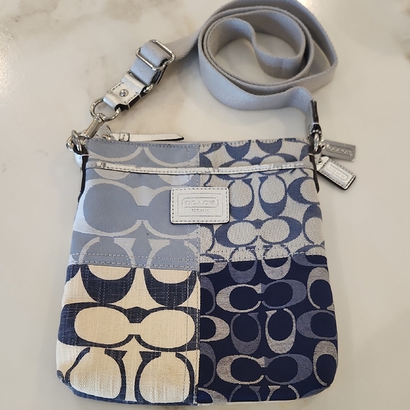 Coach Handbags - Coach Blue and White Crossbody Bag.. A Perfect Everyday Bag!